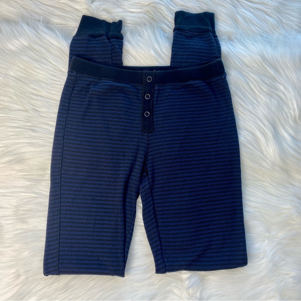 Splendid Navy and Black Striped Thermal Pajama Leggings - Picture 1 of 4